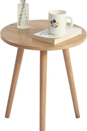 AWASEN Side Table Round, Small Accent Table Nightstand Modern End Table for Living Room Bedroom Office Small Spaces, 16''D x 19.5''H(Natural Walnut)