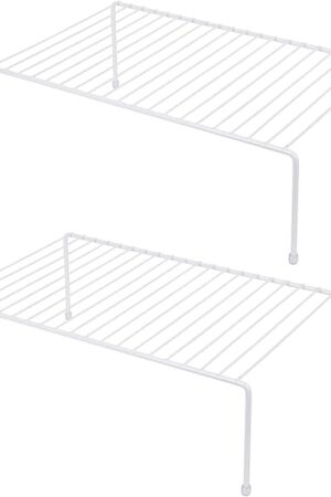 Cabinet Storage Shelf Rack, Set of 2, 16.1 x 10.2 Inch, White