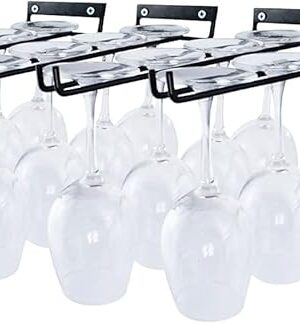 4 Packs 12 Inch Wine Glass Racks Cup Wall Mounted Stemware Hanging Wine Glasses Holder Under Cabinet Wire Wine Decor Racks