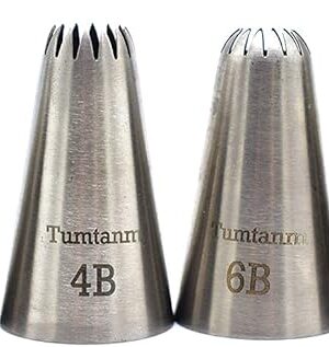 #1M #2D #4B #6B Large Piping Nozzles, 4 pcs Stainless Steel Seamless Icing Piping Tips Set for Cupcakes and Baking