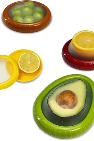 4 PCS Silicone Fruit and Vegetable Storage,Containers Avocado Saver for Fridge Anti-Oxidation Onion Box Reusable Lemons Holder With Lid Stretch Tomato Keep Fresh