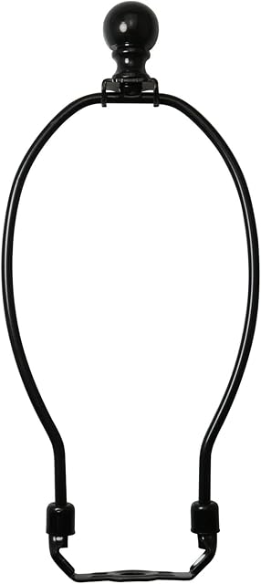 8 Inch Lamp Harp Holder with 1-1/2 Inch Lamp Finial Oil Rubbed Black Steel Ball Knob Lamp Shade Finial for Table and Floor Lamps, Black