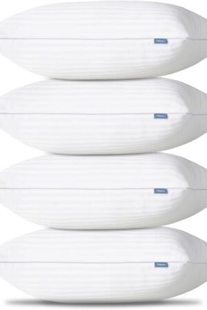 CozyLux Pillows Queen Size Set of 4, Cooling Hotel Quality Bed Pillows with Premium Soft Down Alternative Fill for Side Back and Stomach Sleepers - 4 Pack, Queen, 18x28 Inches