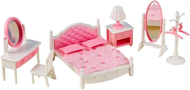 The E-TING 12psc Miniature Dollhouse Furniture Bedroom Decor Accessories for 3-Inch and 2.25-inch Figure Town Series