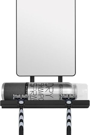 deweisn Fogless Shower Mirror, 360° Rotation Adjustable Shaving Mirror,Bathroom Shower Mirror with Multifunctional Storage Tray and Razor Holders