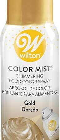 Wilton Color Mist, Shimmering Food Color Spray, for Decorating Cakes, Cookies, Cupcakes or any Food for a Dazzling Effect, Gold, 1.5 Oz