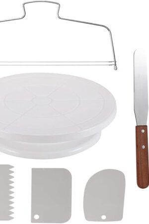 Cake Decorating Turntable,Cake Decorating Supplies with Decorating Comb/Icing Smoother(3pcs),2 Icing Spatula with Sided & Angled …