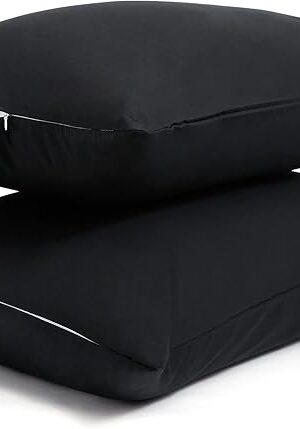 Cotton Pillow Protectors/Cases Queen Size with Zipper 2 Pack Black Color,Cooling & Breathable Bed Pillow Protectors Set of 2 Pillow Cases Cover (Queen Size 20" x 30")