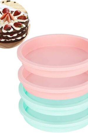 6-Inch Silicone Round Cake Pan Baking Mold, Baking Mold DIY Rainbow Cakes, Non-Stick Silicone, Pack of 4