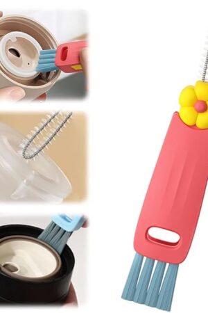 3 in 1 Cup Lid Cleaning Brush, 2024 New Crevice Cleaning Brush Set for Baby Bottle Gap Tight Spaces Cup, 3 in 1 Multifunctional Cleaning Brush Portable Cup Lid Cleaner with Brush(D)