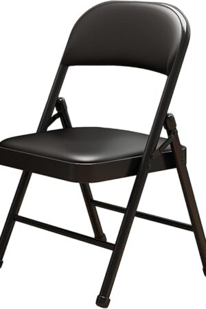 1 Pack Bulk Folding Chairs with Padded Cushion, Single Black Steel Metal Frame Foldable Chair for Indoor and Outdoor, Portable Stackable Commercial Seat for Bedroom Patio Party Event