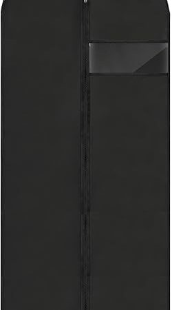 Dress Bags for Gowns Long, 60'' Garment Bags for Hanging Clothes, Suit Bag Cover for Storage and Travel (Black)