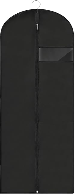 Dress Bags for Gowns Long, 60'' Garment Bags for Hanging Clothes, Suit Bag Cover for Storage and Travel (Black)