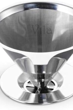 Coffee Filter, Fine Mesh Coffee Maker, Stainless Steel Pour Over Coffee Dripper, Reusable, Lightweight, Paperless, Fits Standard Sized Coffee Pots and Cups