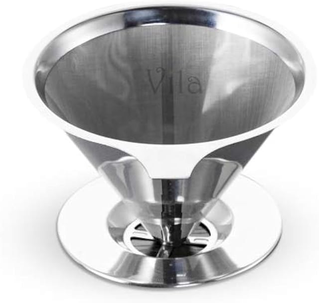 Coffee Filter, Fine Mesh Coffee Maker, Stainless Steel Pour Over Coffee Dripper, Reusable, Lightweight, Paperless, Fits Standard Sized Coffee Pots and Cups