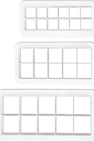 3Pcs White Square Cookie Cutter Set, Geometric Multicutter Square Cake Fondant Cutter, Cookie Cutter Biscuit Cutters Cake Decorating,Baking Tools and Accessories(3 Size）