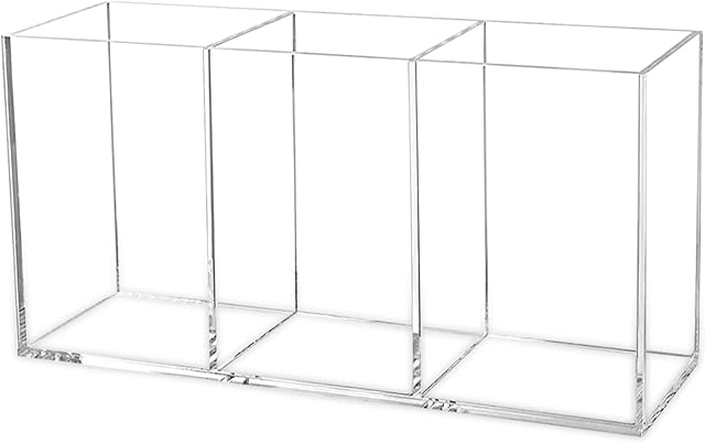 Clear Acrylic Makeup Brush Organizer 3 Slots for Desk for Vanity