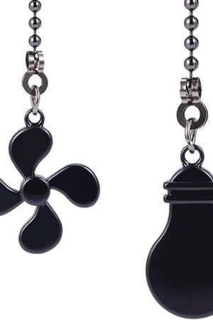 2 Pack Ceiling Fan Pull Chain Extension Set, 12 Inches Fan Light bulb Shaped Pull Chains Extenders for Ceiling Fans and Lamps, Decorative Fan Pulls Pendant for Bedroom Living room (1Light and 1 Fan)