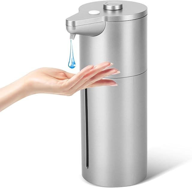 Automatic Soap Dispenser Touchless,Upgrade Adjustable Volume for Thick and Thin Liquid Battery Hand Soap Dispenser,Dish Soap Dispenser Kitchen Bathroom,Auto Soap Dispenser Hands Free Silver