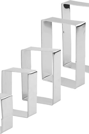 5pcs Rectangular Cookie Cutter, Stainless Steel Square Cookie Cutter Different Size Rectangle Cake Biscuit Molds Cookie Cutter Set for Baking