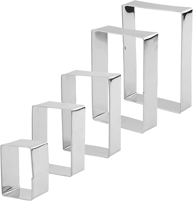 5pcs Rectangular Cookie Cutter, Stainless Steel Square Cookie Cutter Different Size Rectangle Cake Biscuit Molds Cookie Cutter Set for Baking