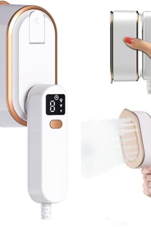 3-Levels Handheld Steamer Iron with LCD Screen 1300W Home Travel Portable 9S Fast Heat-up Steamer for Clothes (White, One size)