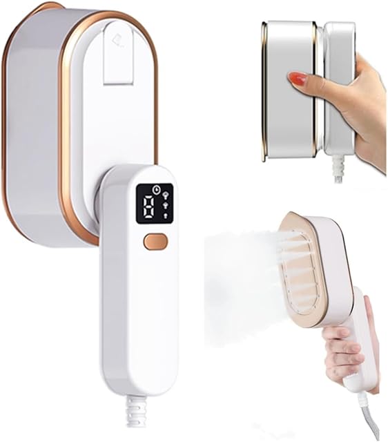 3-Levels Handheld Steamer Iron with LCD Screen 1300W Home Travel Portable 9S Fast Heat-up Steamer for Clothes (White, One size)