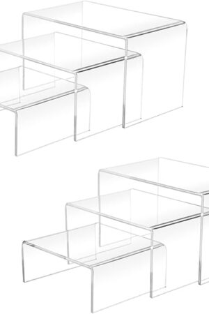 2 Sets Acrylic Display Risers(3",4",5") Clear Product Stand,Cupcakes Holder Dessert Transparent Showcase Stands, Candy Bar Risers, Lifts for Figures