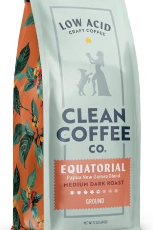 Clean Coffee Co. - Low Acid Medium-Dark Roast, Tested for Molds and Toxins, Papua New Guinea Blend, Notes of Milk Chocolate and Roasted Almonds (Ground, 12 oz Bag)