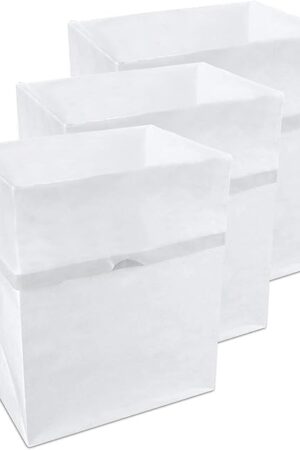 13 Gallon Disposable Trash Cans (3-Pack) with Fitted Trash Bags - Reusable Garbage and Recycling Bins for Parties, Events, and More (White - 17" Height x 13.5" Width x 10" Depth)