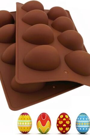 EchoDone Egg Shape Soap Mold Non Stick Silicone Half Egg Mold for Soap Making, Truffles Chocolate, Candy, Jelly, Desserts, Ice Tray Backing Set Cake Mould 2 Packs