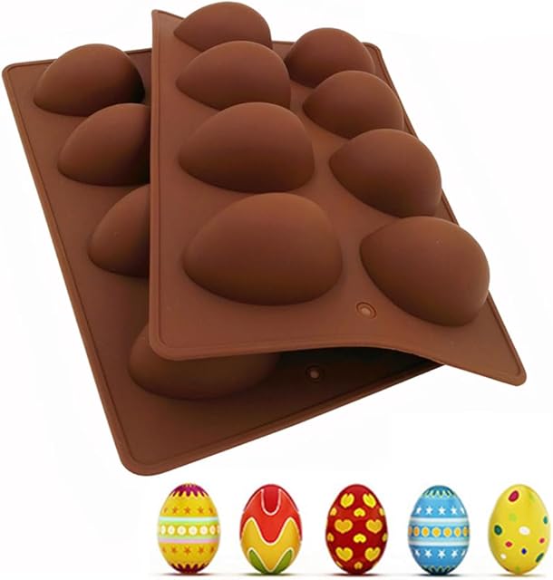 EchoDone Egg Shape Soap Mold Non Stick Silicone Half Egg Mold for Soap Making, Truffles Chocolate, Candy, Jelly, Desserts, Ice Tray Backing Set Cake Mould 2 Packs
