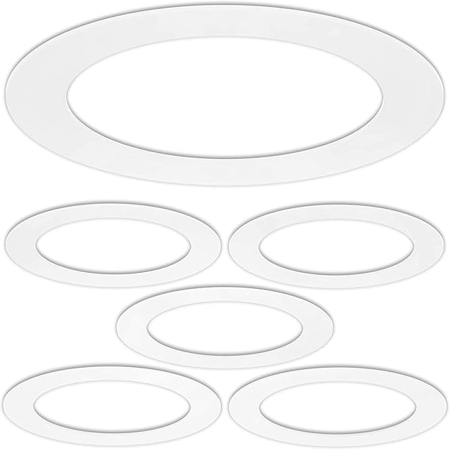 5 Pack Gloss White Goof Trim Ring for 6" Inch Recessed Can Lighting Down Light, Outer Diameter 8 Inches