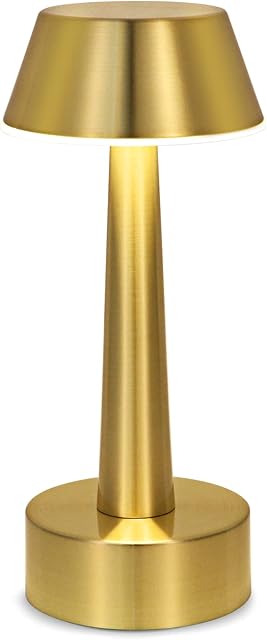 Egobasic Cordless Small Table Lamp, Gold Battery Operated Lamp for Restaurant Dinner Table, Rechargeable Dimmable Night Light Touch Portable Lamp for Bedside Dining Room Patio Bar Outdoor Décor