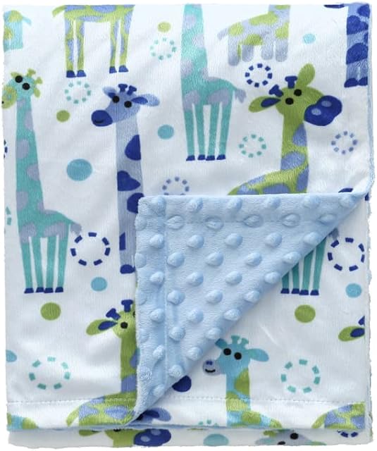 CREVENT Minky Baby Blanket for Boys, Soft Plush Receiving for Newborns - Giraffe 30x40 Inches