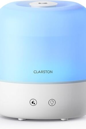 2L Cool Mist Humidifier for Bedroom with 360° Adjustable Nozzle, High and Low Mist Levels, Ultra-Low Noise, Light-Off, No BPA, Auto Shut Off, Ideal Baby Humidifier with Easy Top Filling