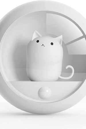 Attivolife Cat Magnetic Motion Sensor Light, Rechargeable Locker Night Lamp Dimmable, Warm White LED, Bedroom Hallway Stair Bathroom Kitchen