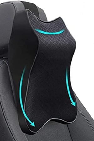 Car Seat Headrest Neck Rest Cushion, Car Seat Neck Pillow 100% Pure Memory Foam Neck Pillow with Breathable Removable Cover, Comfortable Ergonomic & Neck Pain Relief（14.17x11.8x3.9 in） (1 Pack, Black)