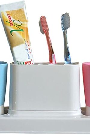 Bathroom Toothbrush Toothpaste Stand Organizer Plastic Storage Rack Set