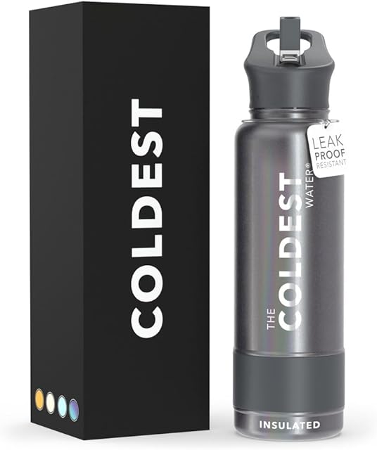 Coldest Insulated Water Bottle with Straw Lid - Stainless Steel Metal Insulated Bottle for Men & Women (Stardust Glitter, 40 oz)