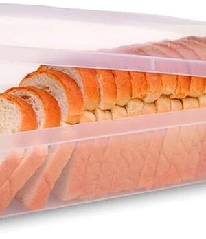 Clear Plastic Bread Container Storage Box - 2 Pack BPA Free - Homemade Loaf Bread Keeper for Countertop & Tabletop