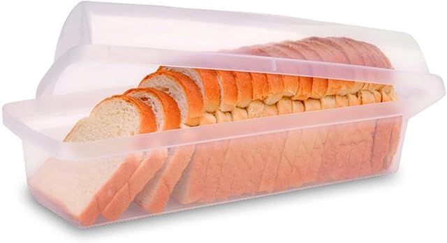 Clear Plastic Bread Container Storage Box - 2 Pack BPA Free - Homemade Loaf Bread Keeper for Countertop & Tabletop