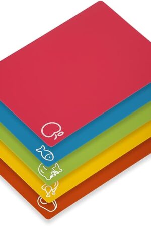 5 Pieces Flexible Cutting Boards, BPA Free Plastic Cutting Boards for Kitchen, Non Slip Cutting Mat for Meat and Vegetables, Thanksgiving