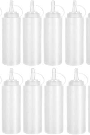 Anyumocz 12 Pack 8 oz Plastic Squeeze Bottles for Condiments | Multipurpose Squirt Bottles | for Sauces & Ketchup, BBQ Sauce, Dressing | Suitable for Barbecue, Grilling | Also for Crafts, Syrup and More