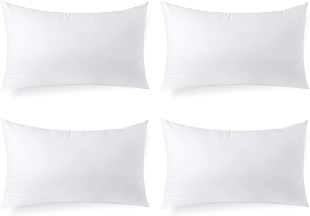 4 Packs 12 x 20 Pillow Inserts, Hypoallergenic Lumbar Cushion Pillow Filler, Decorative Couch Pillows Stuffer 12 x 20 inches