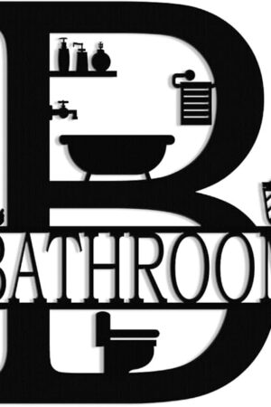 XORT Metal Bathroom Wall Decor, Farmhouse Metal Bathroom Wall Art, Funny Bathroom Sign for Modern Home Hanging Decorations. (Black - 12 x 14 inch)