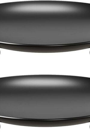Black Candle Holders for Pillar Candles, Set of 2 Premium Metal Candle Plates Candle Stand for LED or Wax Candles, Decorative Pillar Candle Holder Dish for Table Centerpiece