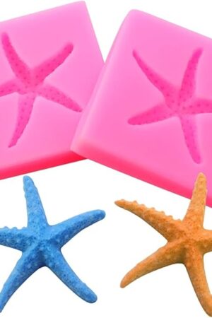 2 Pieces 3D Starfish Silicone Mold DIY Silicone Mold Fondant Pudding Jelly Candy Chocolate Dessert Cake Decoration Baking Tool Handmade Soap Maker