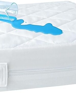 Zippered Crib Mattress Protector - Waterproof Crib Mattress Encasement, Breathable and Absorbent, 6 Sides Fully Encased Cover
