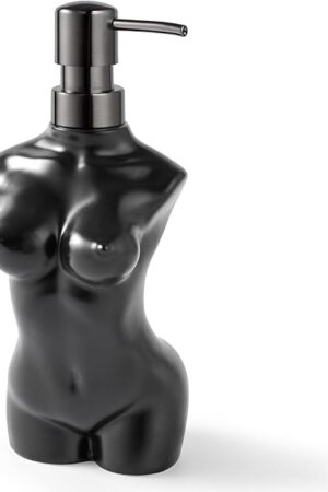 Ceramic Soap Dispenser Hand Lotion Liquid Dispenser Refillable for Kitchen and Bathroom Decorative (Black)
